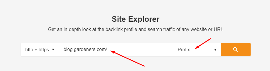 Screenshot of site explorer tool from Ahrefs